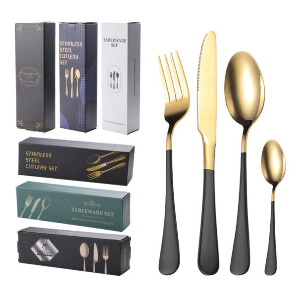 sw 8811 wholesale classic silverware stainless steel fork and spoon knife set wedding flatware set golden 24pcs cutlery set with window color gift box