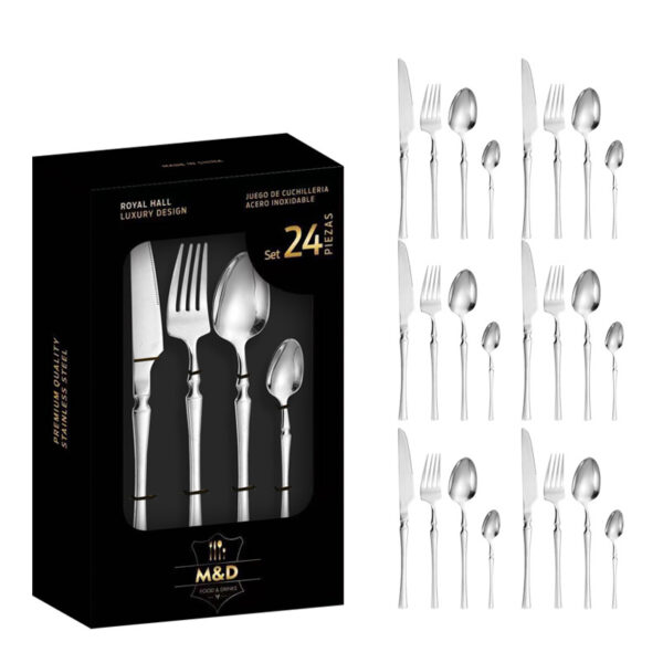 sw 8811 wholesale classic silverware stainless steel fork and spoon knife set wedding flatware set golden 24pcs cutlery set with window color gift box