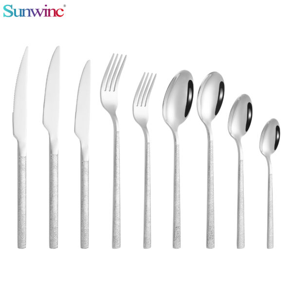 sw 006 classic 4 piece stainless steel matte black cutlery set bulk flatware set banquet wedding events metal tableware square handle (复制)